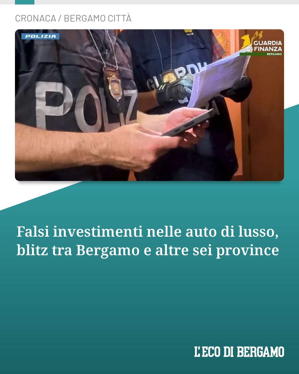 Post Instagram @ecodibergamo: Falsi investimenti nelle auto di lusso, blitz tra Bergamo e altre sei province...