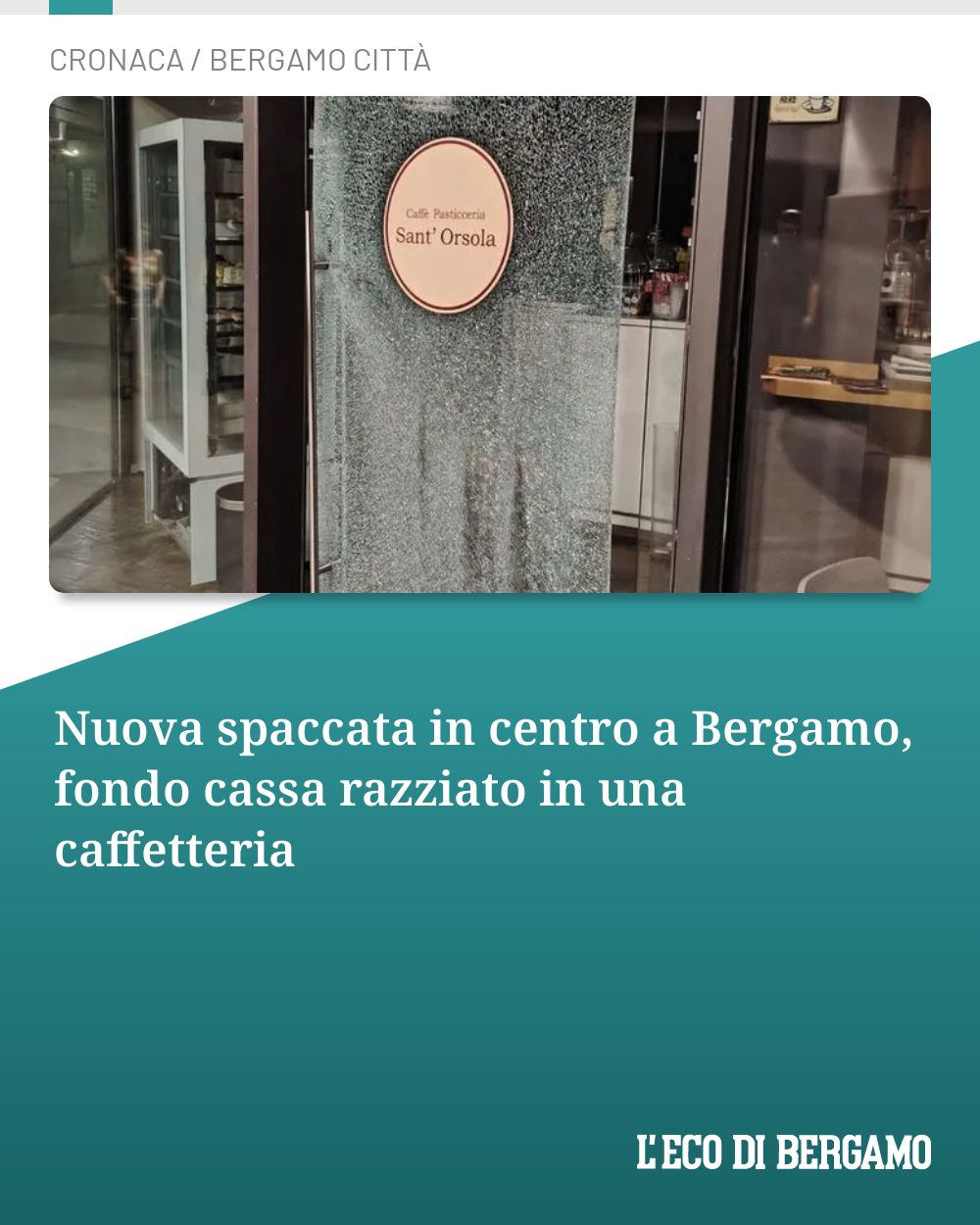 Nuova spaccata in centro a Bergamo, fondo cassa razziato in una caffetteria...