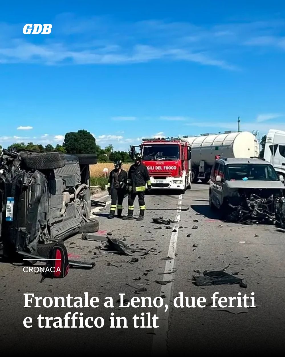 Post Instagram @giornaledibrescia: Frontale a Leno, due feriti e traffico in tilt...