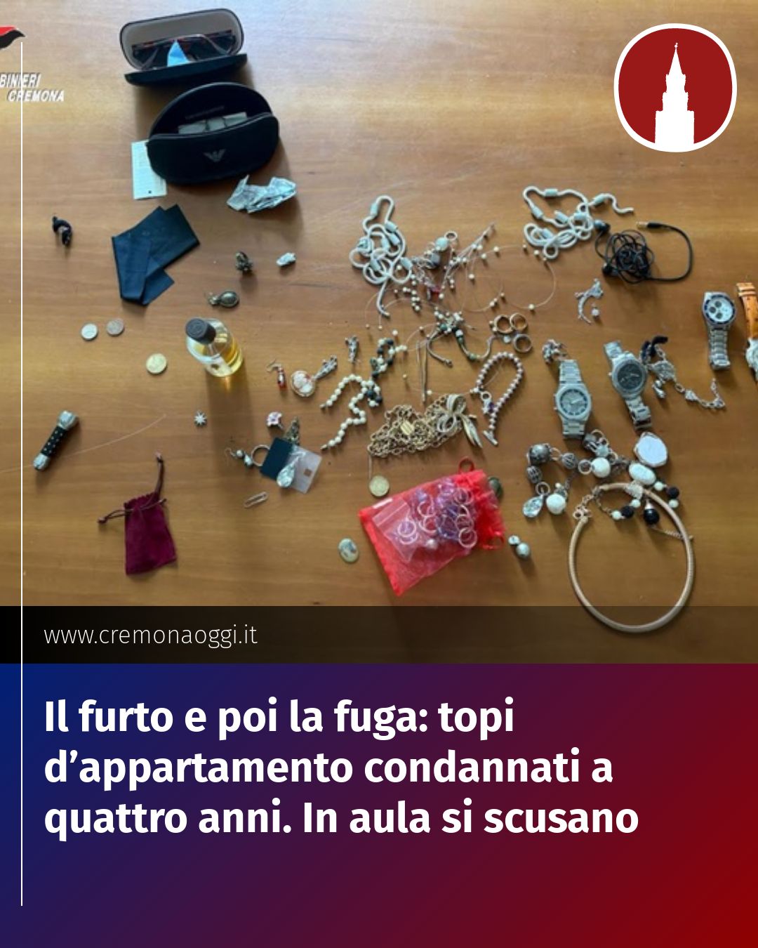 Post Instagram @Cremona_Oggi: Il furto e poi la fuga: topi d’appartamento condannati a quattro anni. In aula si scusano...