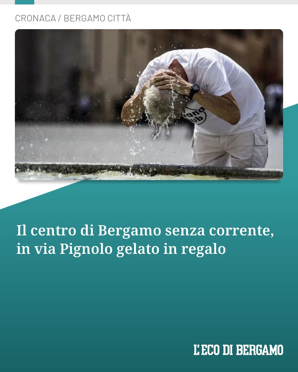 Post Instagram @ecodibergamo: Il centro di Bergamo senza corrente, in via Pignolo gelato in regalo...