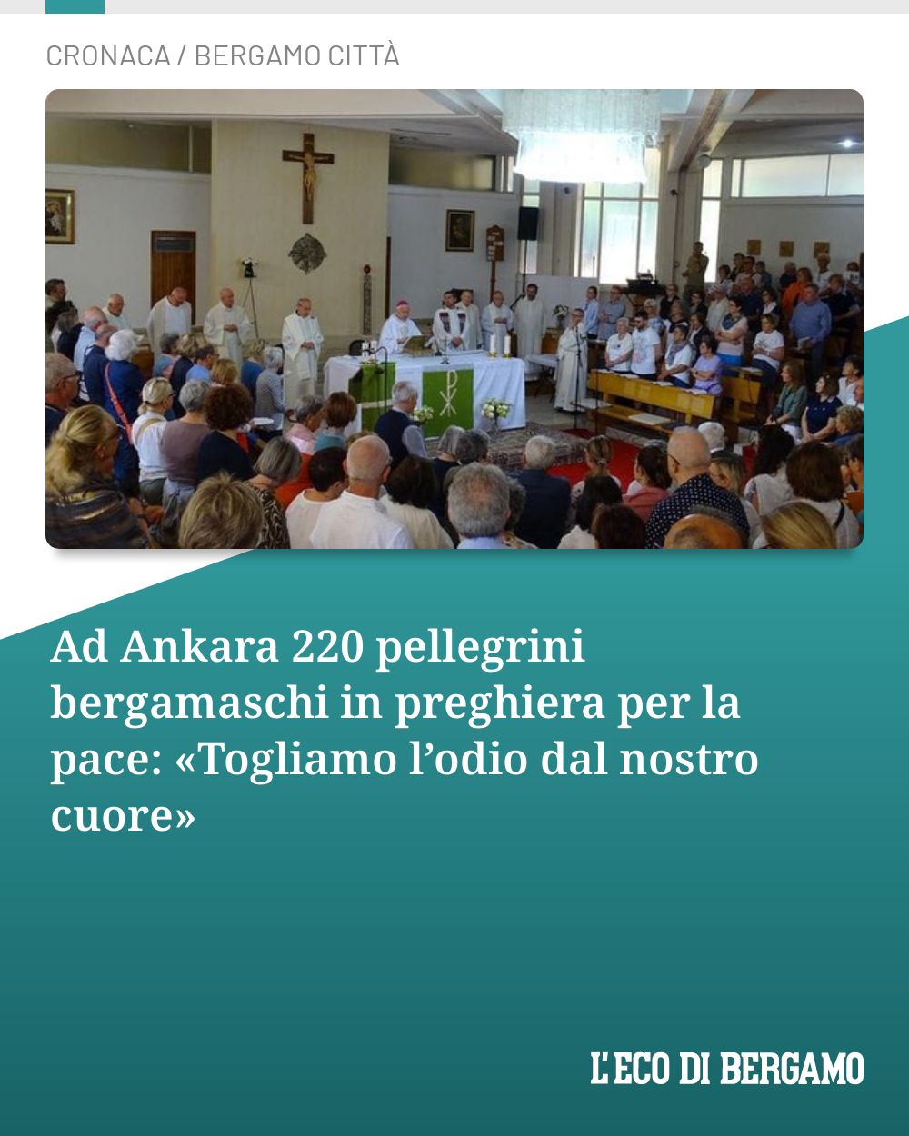 Post Instagram @ecodibergamo: Ad Ankara 220 pellegrini bergamaschi in preghiera per la pace: «Togliamo l’odio dal nostro cuore»...