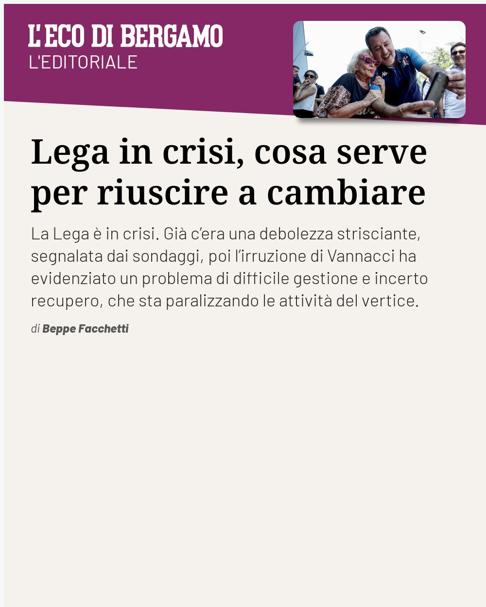 Post Instagram @ecodibergamo: Lega in crisi, cosa serve per riuscire a cambiare...