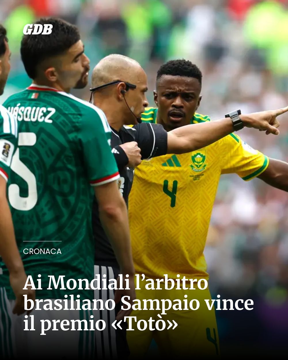 Post Instagram @giornaledibrescia: Ai Mondiali l’arbitro brasiliano Sampaio vince il premio «Totò»...