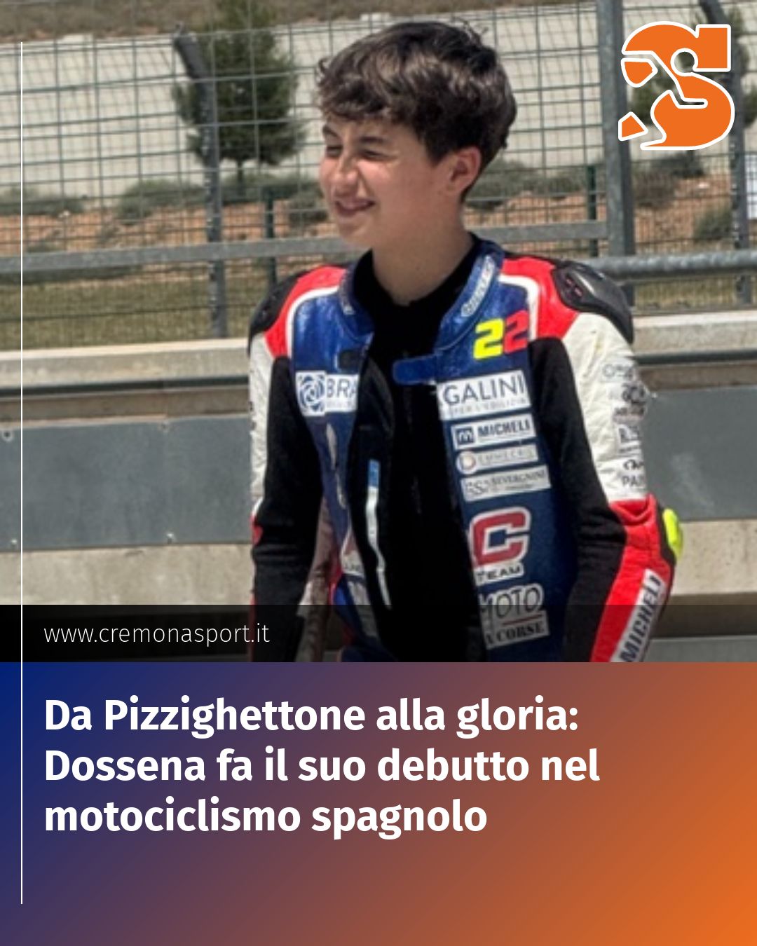 Post Instagram @Cremona_Sport: Da Pizzighettone alla gloria: Dossena fa il suo debutto nel motociclismo spagnolo...