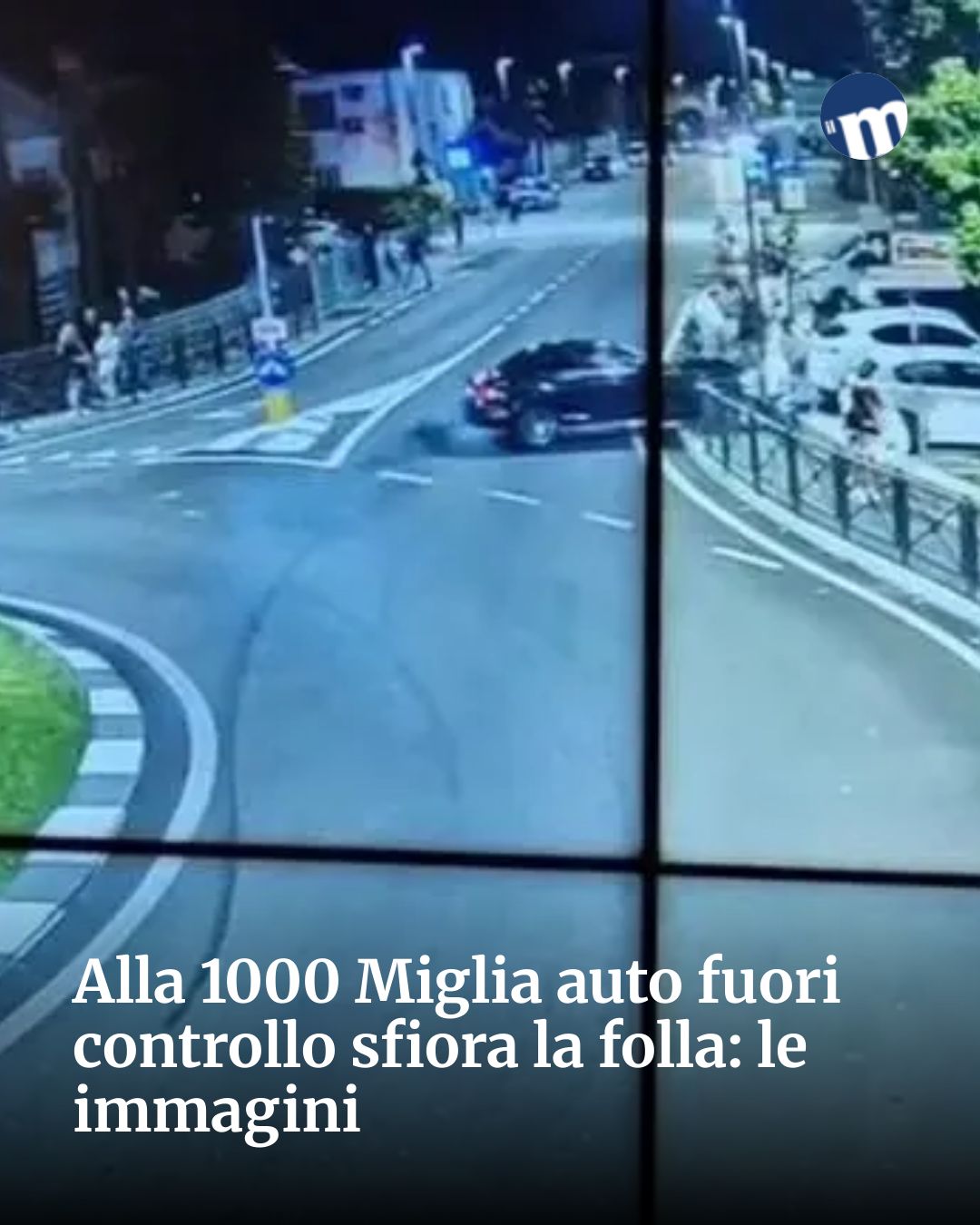 Post Instagram @socialbeat.test: Alla 1000 Miglia auto fuori controllo sfiora la folla: le immagini...
