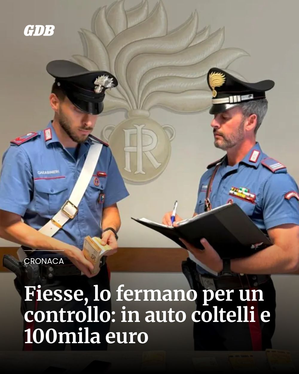 Post Instagram @giornaledibrescia: Fiesse, lo fermano per un controllo: in auto coltelli e 100mila euro...