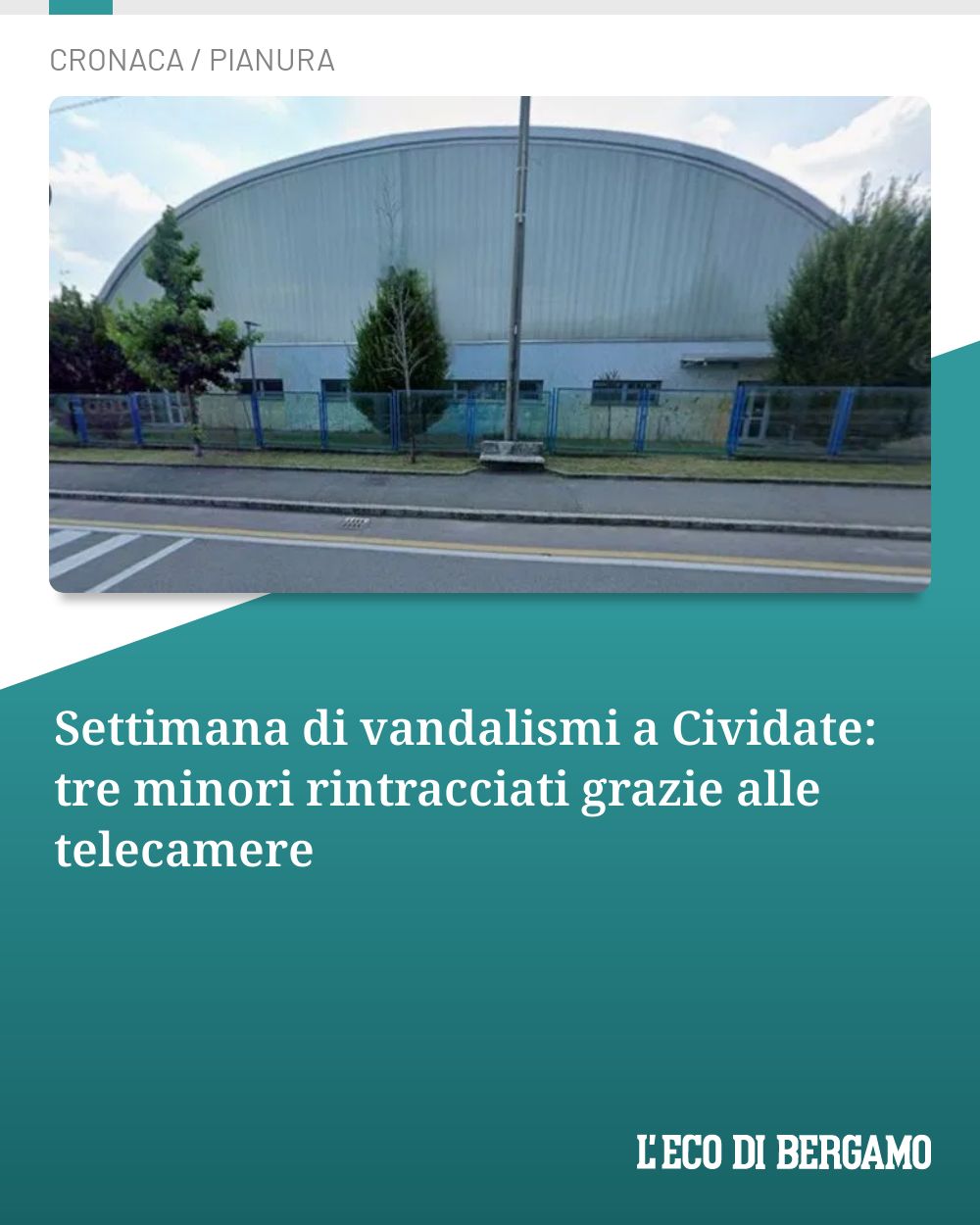Post Instagram @ecodibergamo: Settimana di vandalismi a Cividate: tre minori rintracciati grazie alle telecamere...