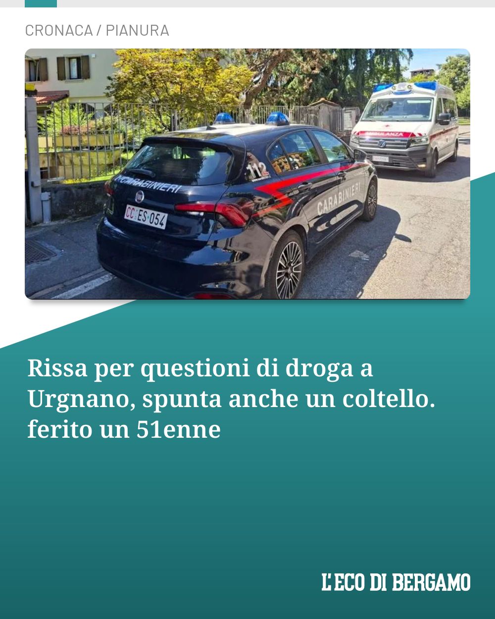 Post Instagram @ecodibergamo: Rissa per questioni di droga a Urgnano, spunta anche un coltello. ferito un 51enne...