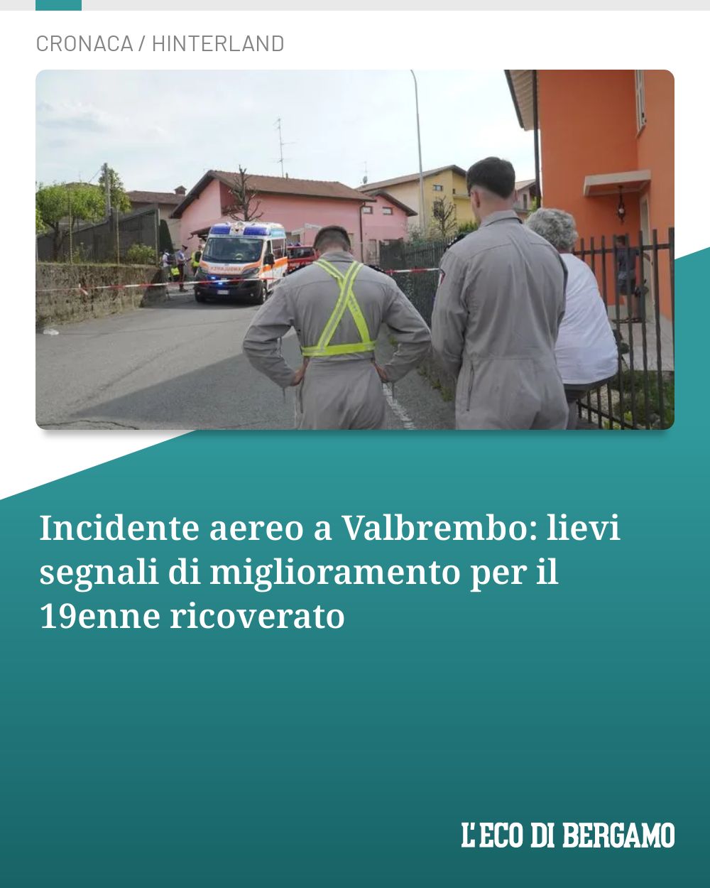 Post Instagram @ecodibergamo: Incidente aereo a Valbrembo: lievi segnali di miglioramento per il 19enne ricoverato...