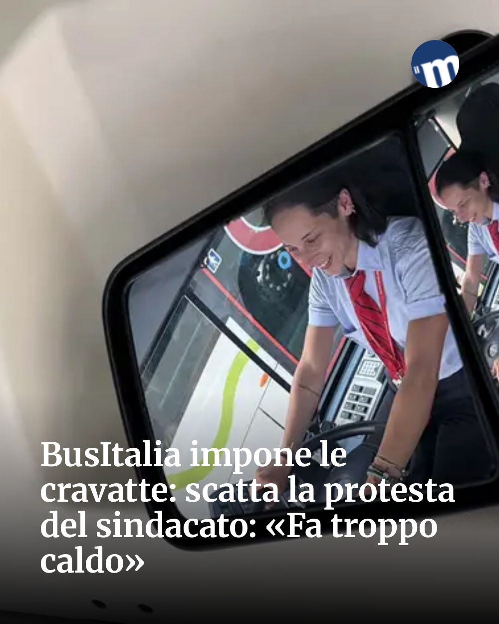 Post Instagram @socialbeat.test: BusItalia impone le cravatte: scatta la protesta del sindacato: «Fa troppo caldo»...