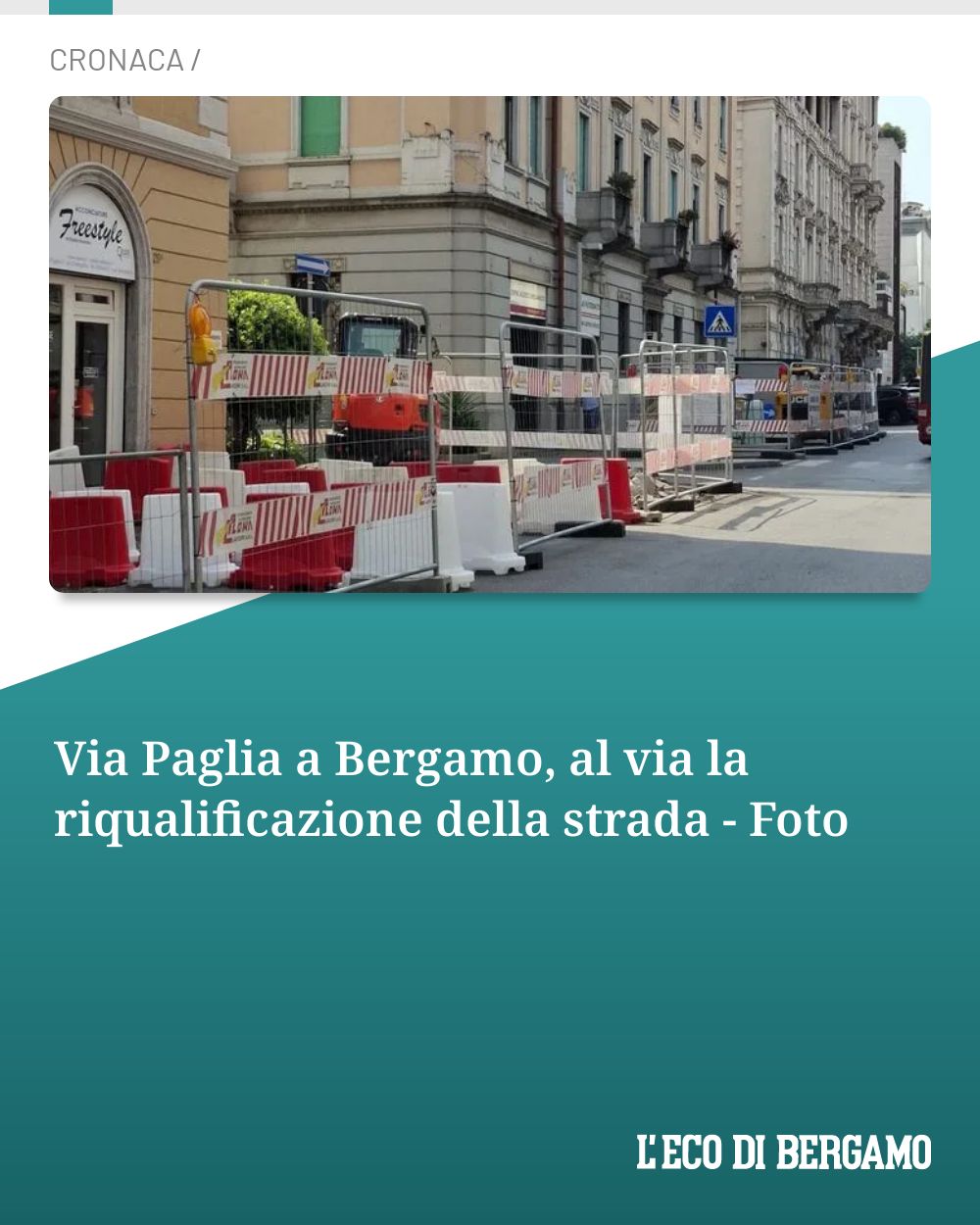 Post Instagram @ecodibergamo: Via Paglia a Bergamo, al via la riqualificazione della strada - Foto...