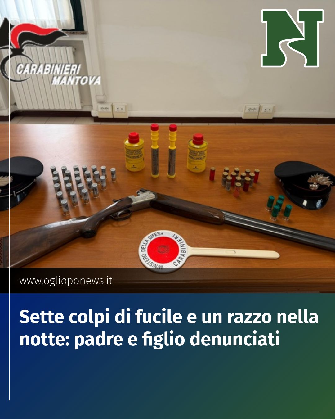 Post Instagram @redazione@oglioponews.it: Sette colpi di fucile e un razzo nella notte: padre e figlio denunciati...