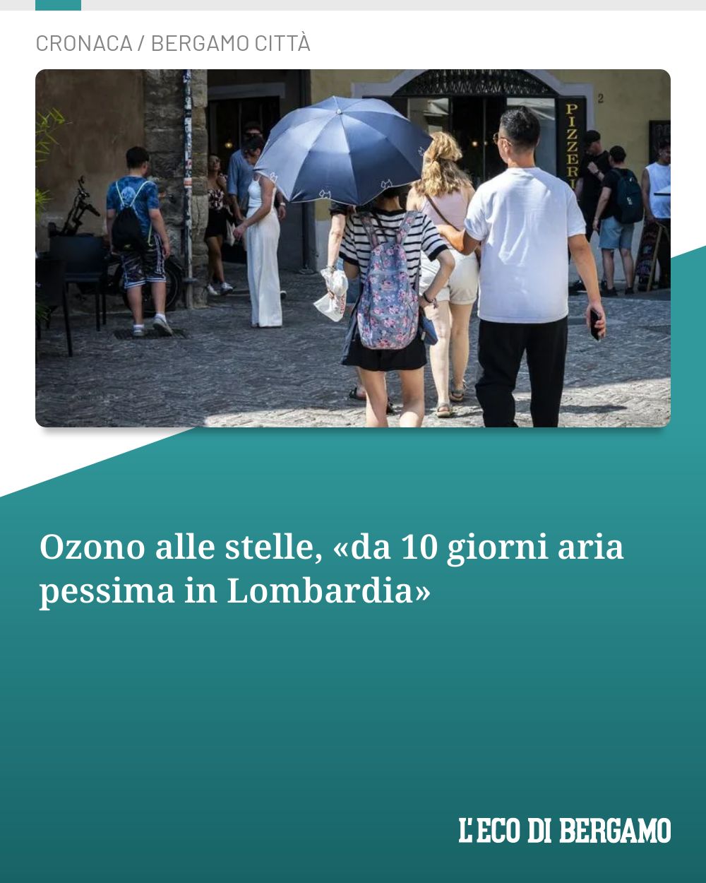 Post Instagram @ecodibergamo: Ozono alle stelle, «da 10 giorni aria pessima in Lombardia»...