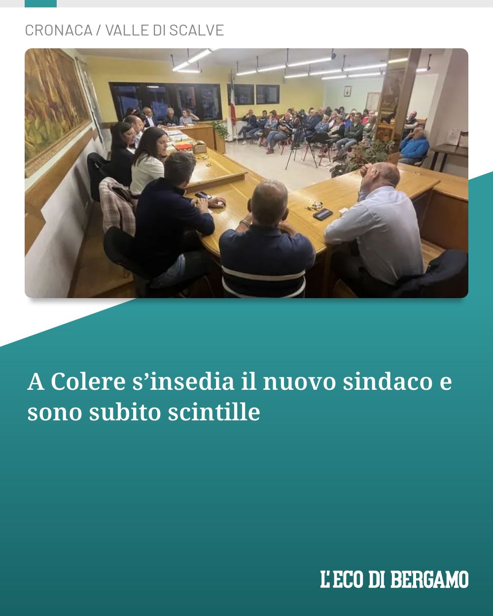 Post Instagram @ecodibergamo: A Colere s’insedia il nuovo sindaco e sono subito scintille...