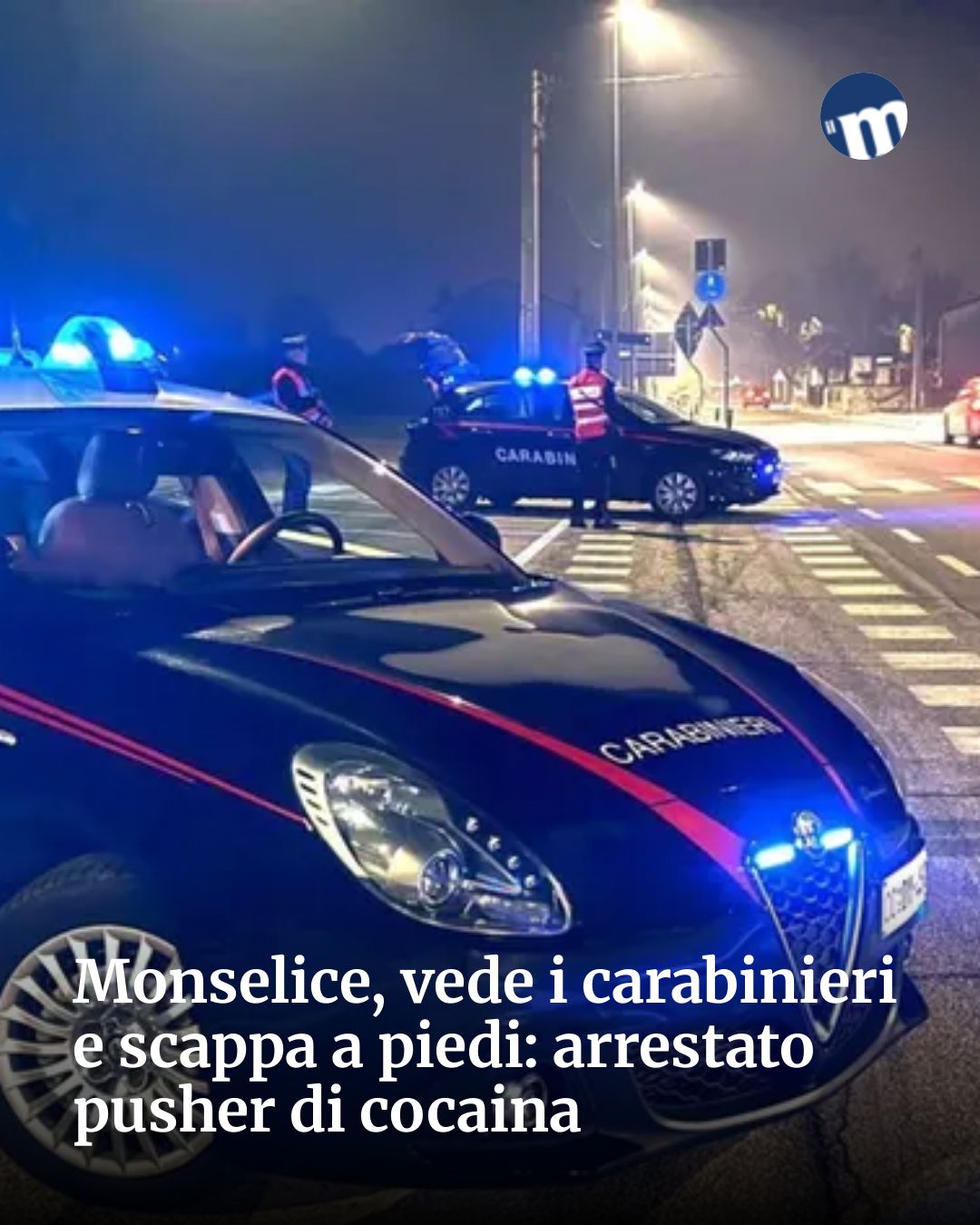 Post Instagram @socialbeat.test: Monselice, vede i carabinieri e scappa a piedi: arrestato pusher di cocaina...