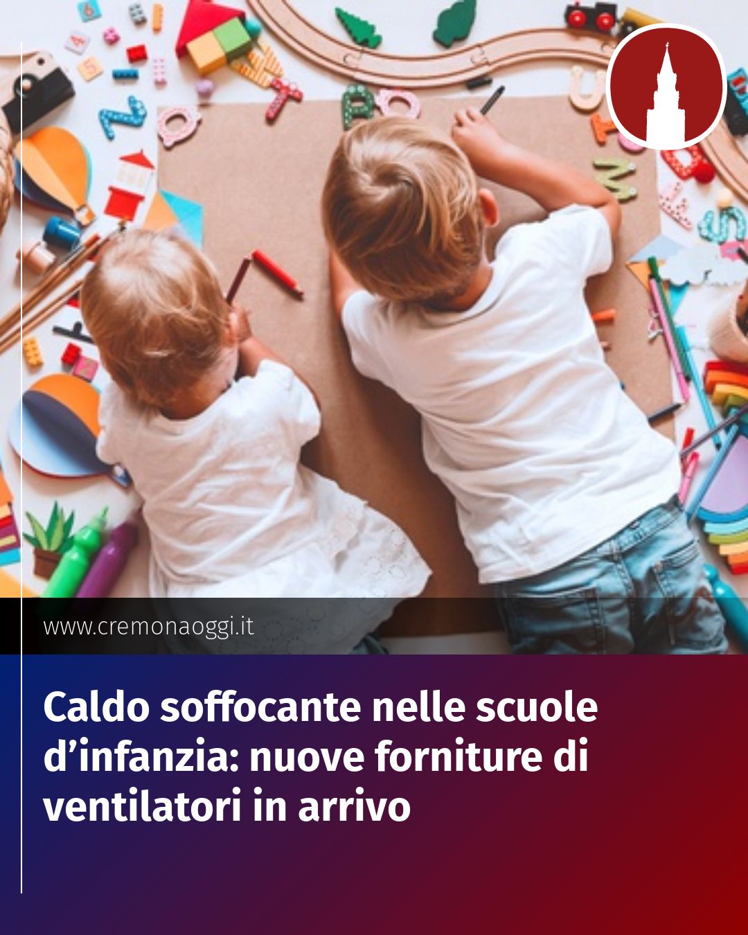 Post Instagram @Cremona_Oggi: Caldo soffocante nelle scuole d’infanzia: nuove forniture di ventilatori in arrivo...
