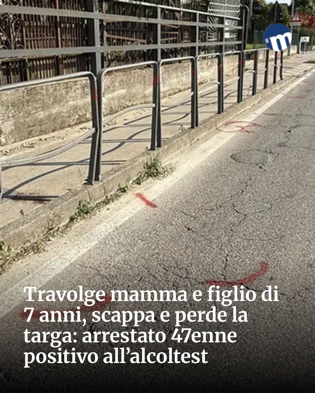 Post Instagram @socialbeat.test: Travolge mamma e figlio di 7 anni, scappa e perde la targa: arrestato 47enne positivo all’alcoltest.