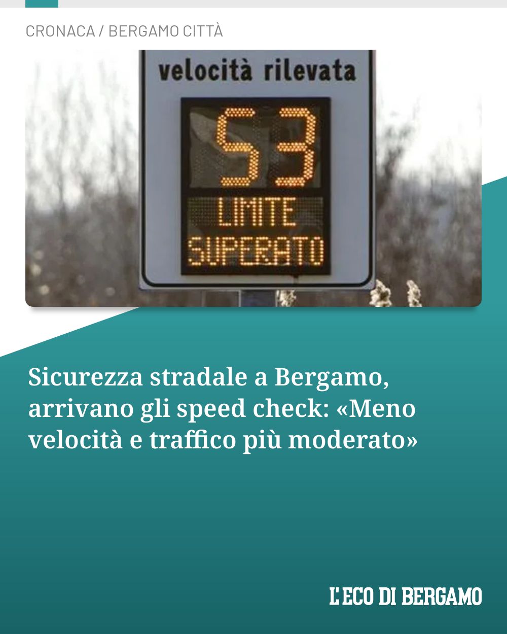 Post Instagram @ecodibergamo: Sicurezza stradale a Bergamo, arrivano gli speed check: «Meno velocità e traffico più moderato»...