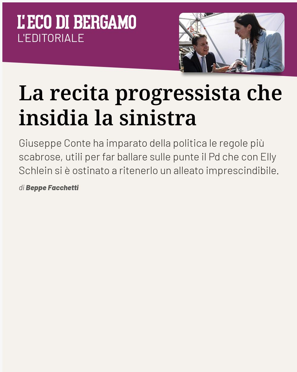 Post Instagram @ecodibergamo: La recita progressista che insidia la sinistra...