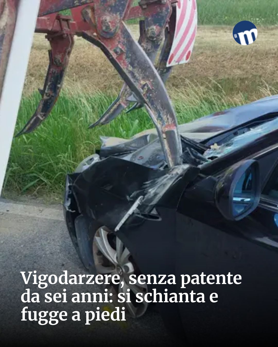 Post Instagram @socialbeat.test: Vigodarzere, senza patente da sei anni: si schianta e fugge a piedi...