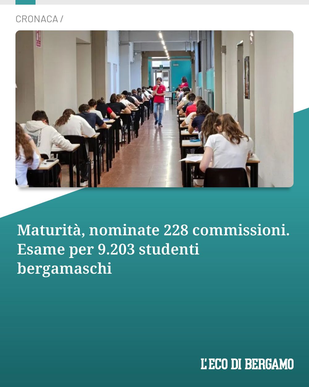 Post Instagram @ecodibergamo: Maturità, nominate 228 commissioni. Esame per 9.203 studenti bergamaschi...