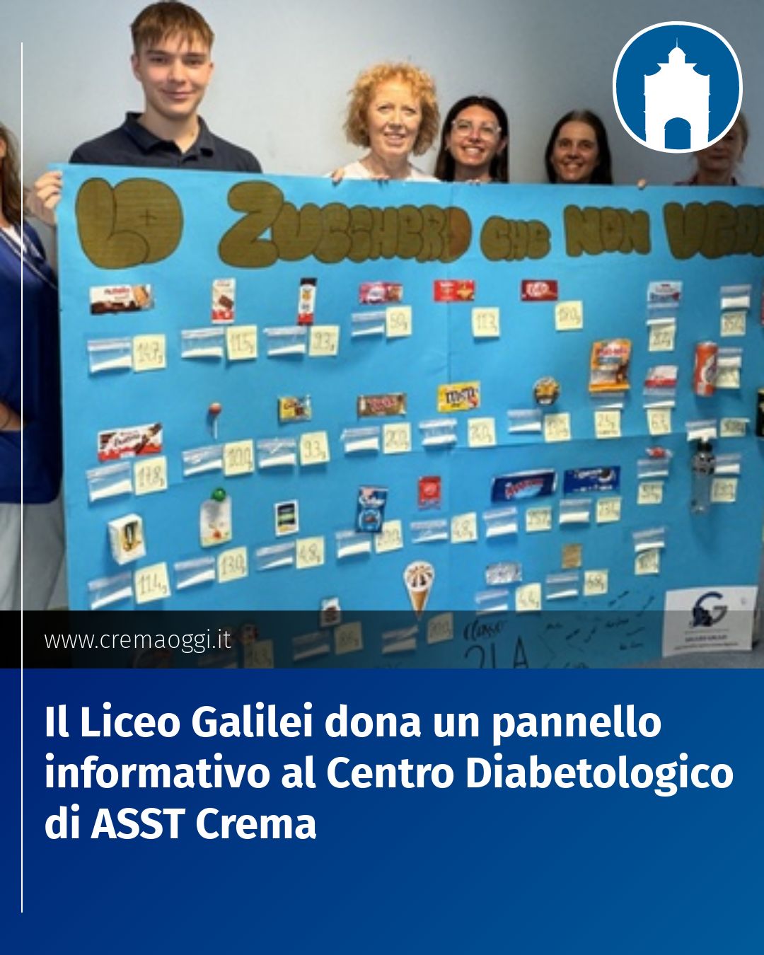 Post Instagram @redazione@cremaoggi.it: Il Liceo Galilei dona un pannello informativo al Centro Diabetologico di ASST Crema...