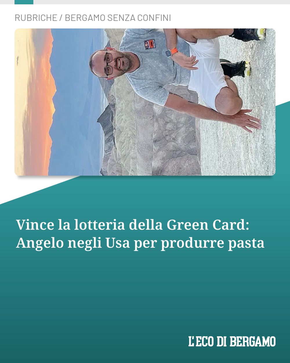 Post Instagram @ecodibergamo: Vince la lotteria della Green Card: Angelo negli Usa per produrre pasta...