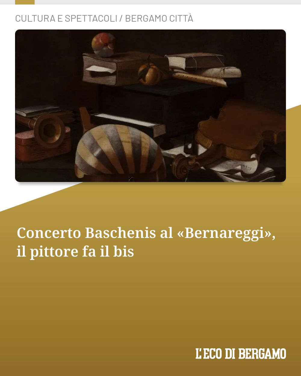 Post Instagram @ecodibergamo: Concerto Baschenis al «Bernareggi», il pittore fa il bis...
