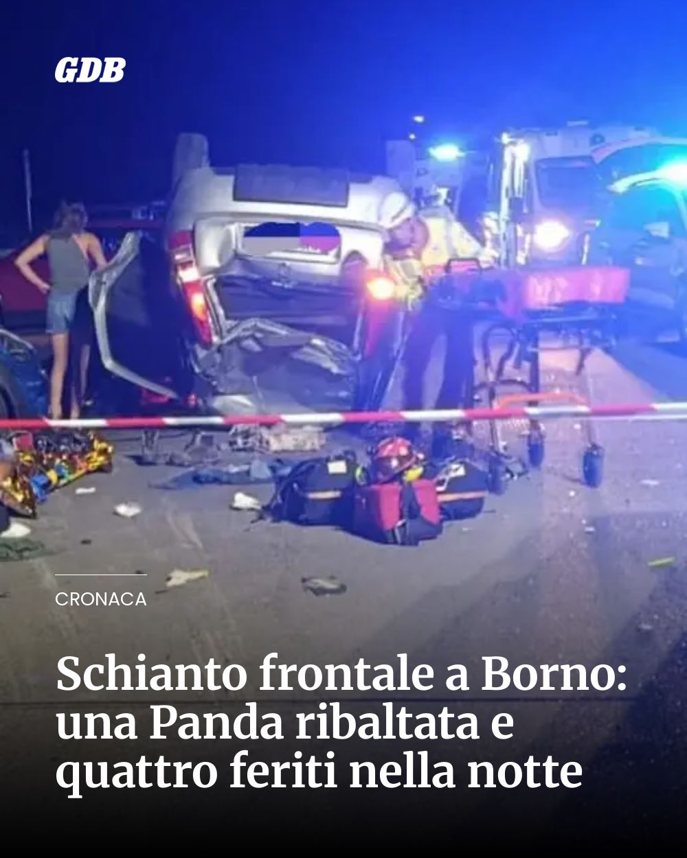 Post Instagram @giornaledibrescia: Schianto frontale a Borno: una Panda ribaltata e quattro feriti nella notte...
