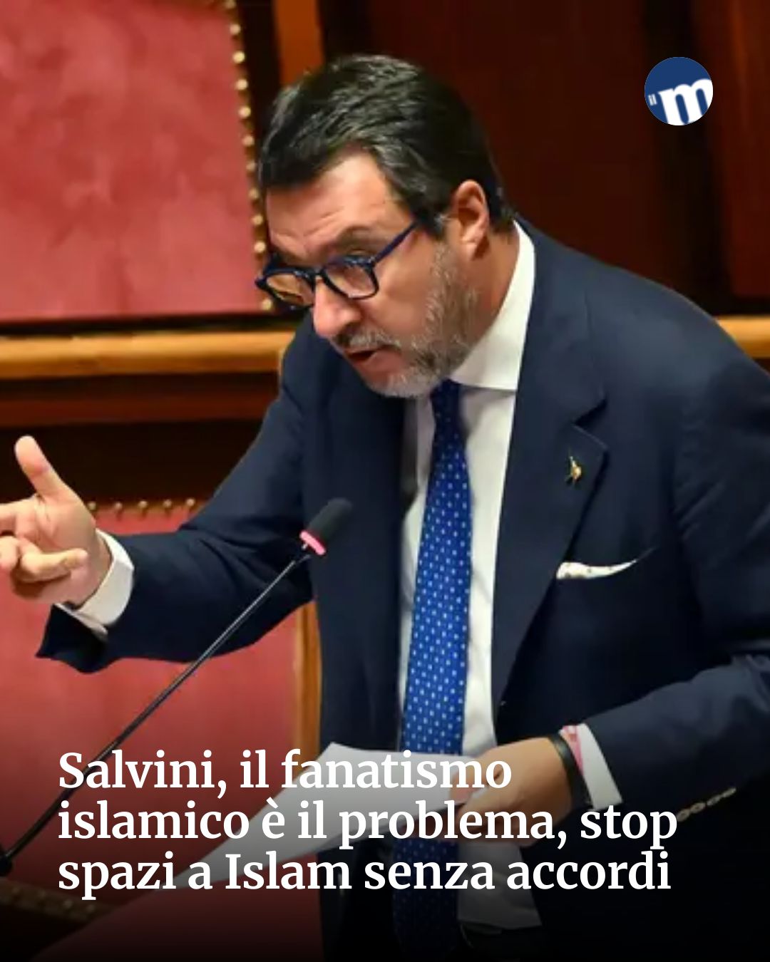 Post Instagram @socialbeat.test: Salvini, il fanatismo islamico è il problema, stop spazi a Islam senza accordi...