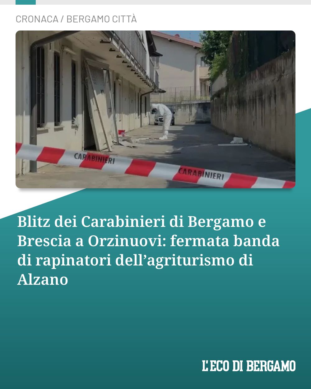 Post Instagram @ecodibergamo: Blitz dei Carabinieri di Bergamo e Brescia a Orzinuovi: fermata banda di rapinatori dell’agriturismo