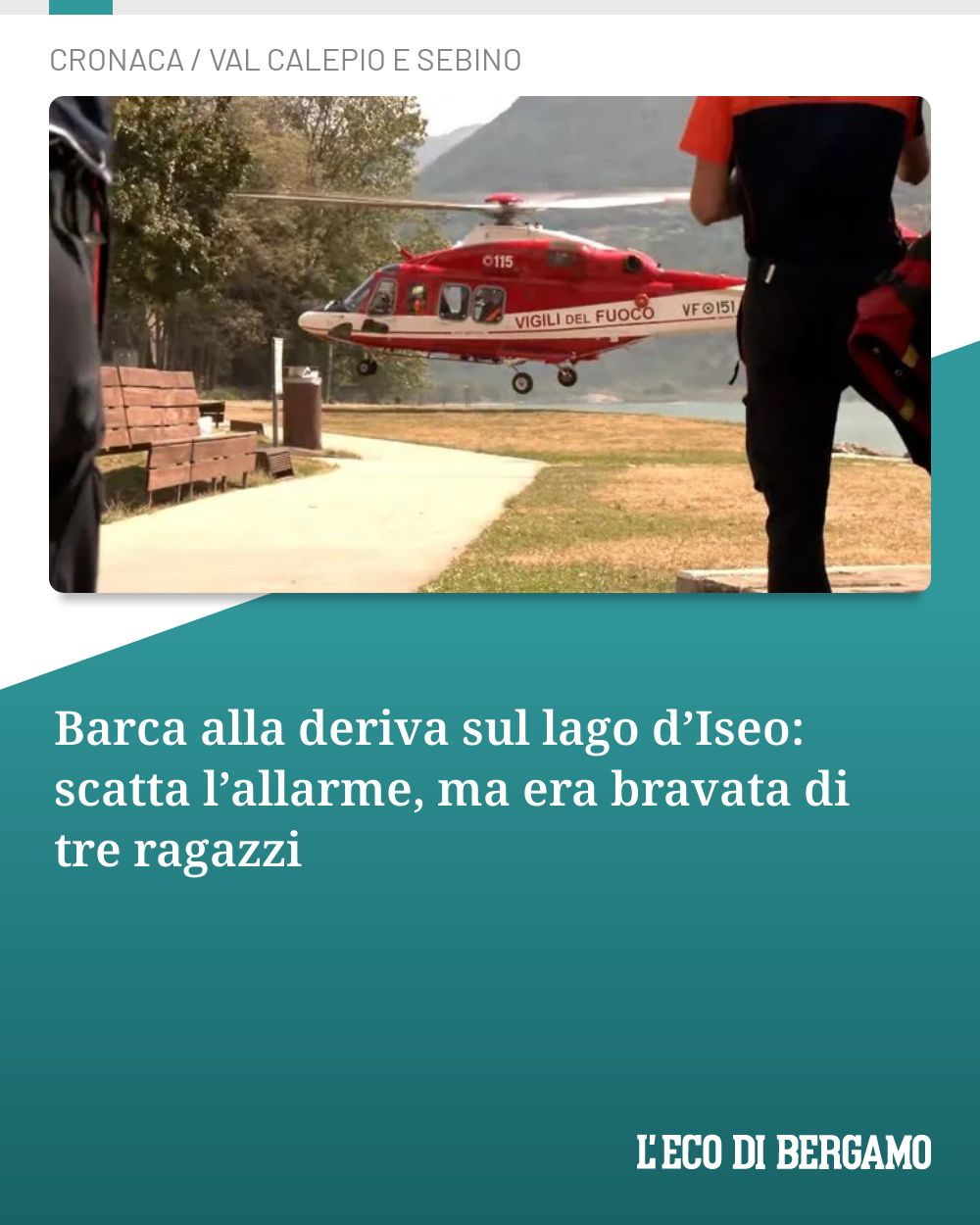 Post Instagram @ecodibergamo: Barca alla deriva sul lago d’Iseo: scatta l’allarme, ma era bravata di tre ragazzi...