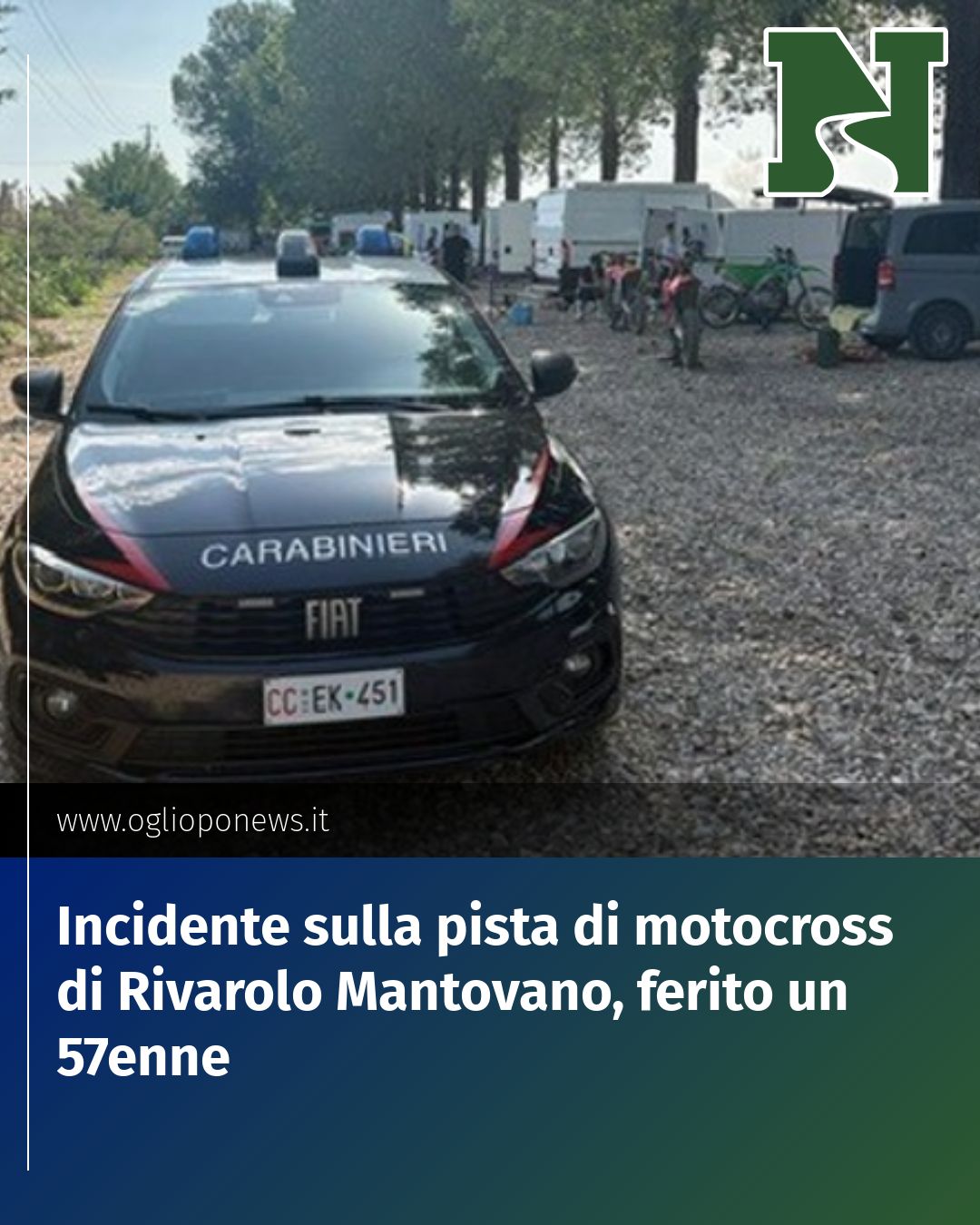 Post Instagram @redazione@oglioponews.it: Incidente sulla pista di motocross di Rivarolo Mantovano, ferito un 57enne...