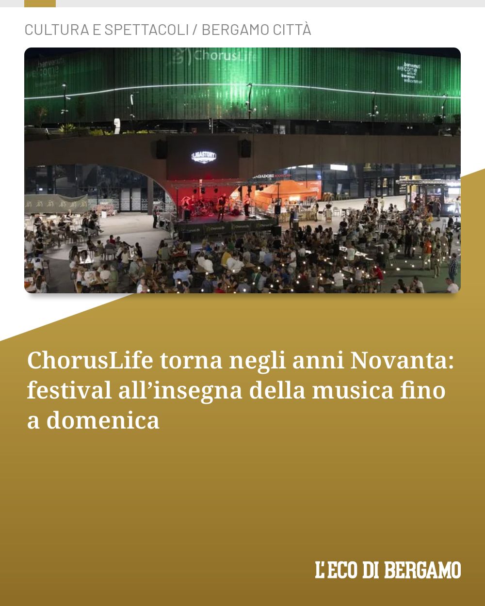 Post Instagram @ecodibergamo: ChorusLife torna negli anni Novanta: festival all’insegna della musica fino a domenica...