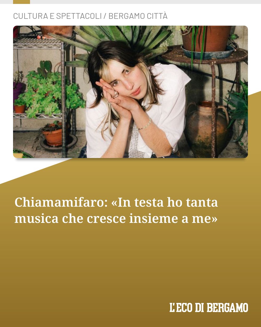 Post Instagram @ecodibergamo: Chiamamifaro: «In testa ho tanta musica che cresce insieme a me»...