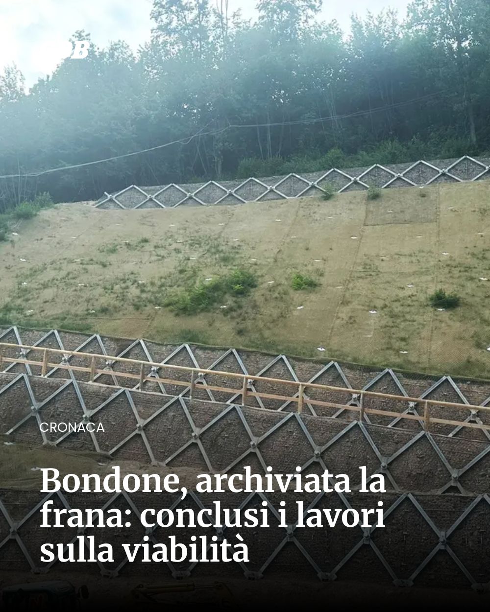 Post Instagram @giornaledibrescia: Bondone, archiviata la frana: conclusi i lavori sulla viabilità...