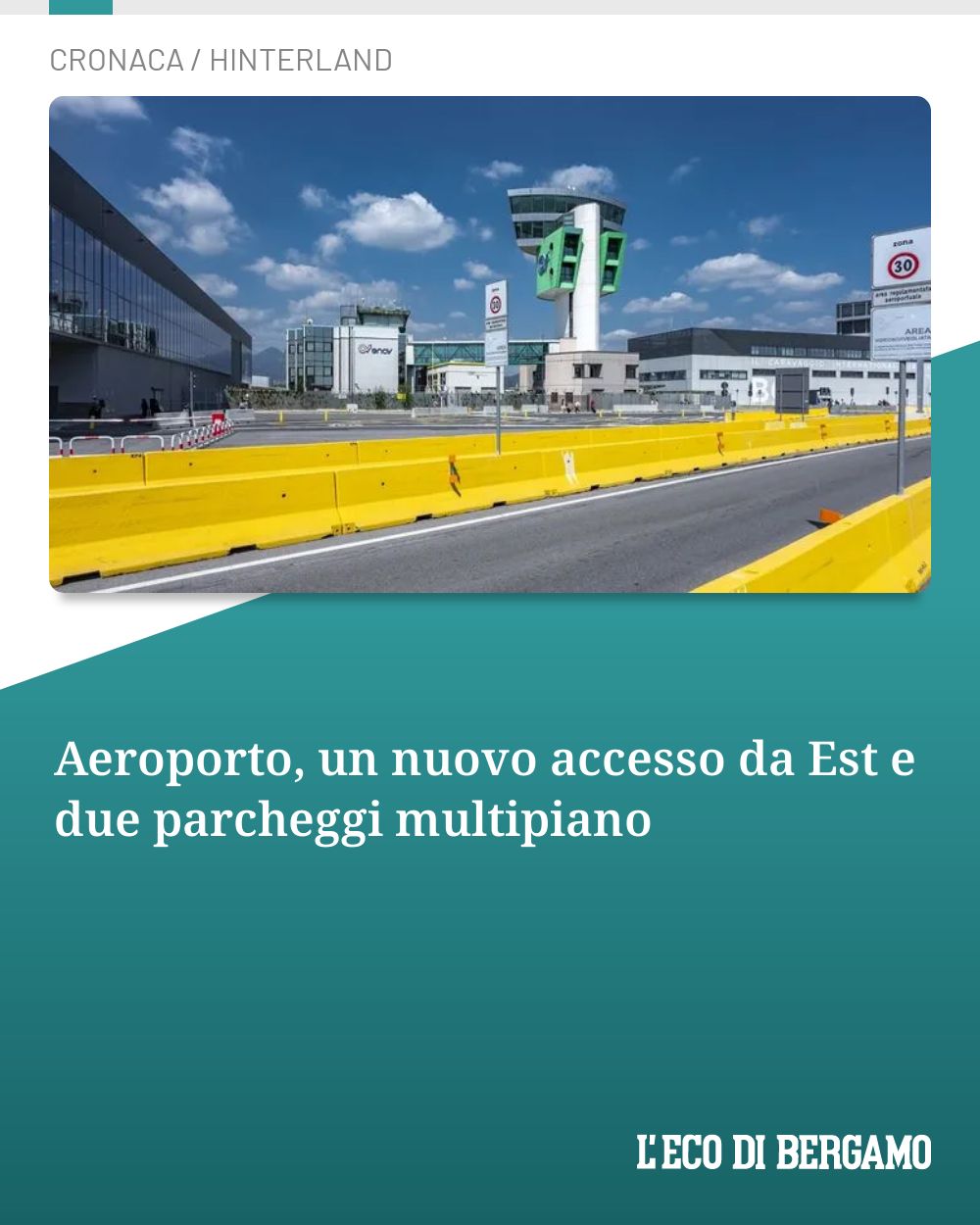 Post Instagram @ecodibergamo: Aeroporto, un nuovo accesso da Est e due parcheggi multipiano...