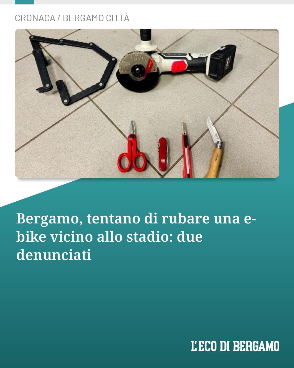 Post Instagram @ecodibergamo: Bergamo, tentano di rubare una e-bike vicino allo stadio: due denunciati...
