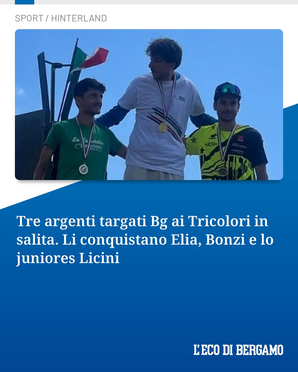 Post Instagram @ecodibergamo: Tre argenti targati Bg ai Tricolori in salita. Li conquistano Elia, Bonzi e lo juniores Licini...