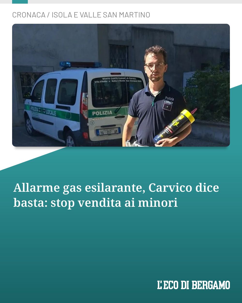 Post Instagram @ecodibergamo: Allarme gas esilarante, Carvico dice basta: stop vendita ai minori...