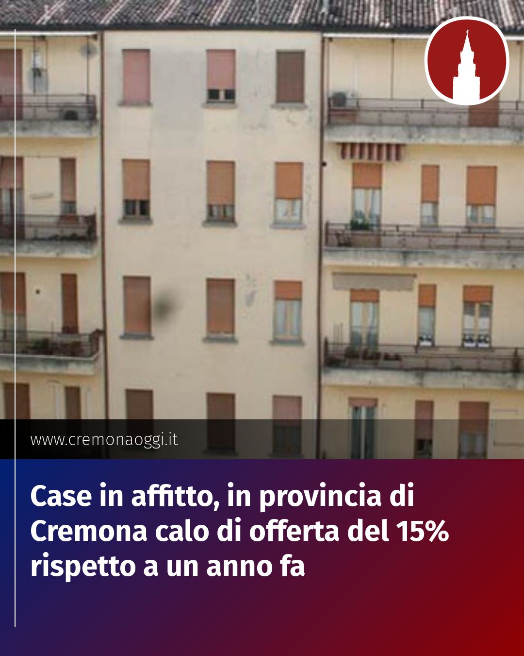 Post Instagram @Cremona_Oggi: Case in affitto, in provincia di Cremona calo di offerta del 15% rispetto a un anno fa...