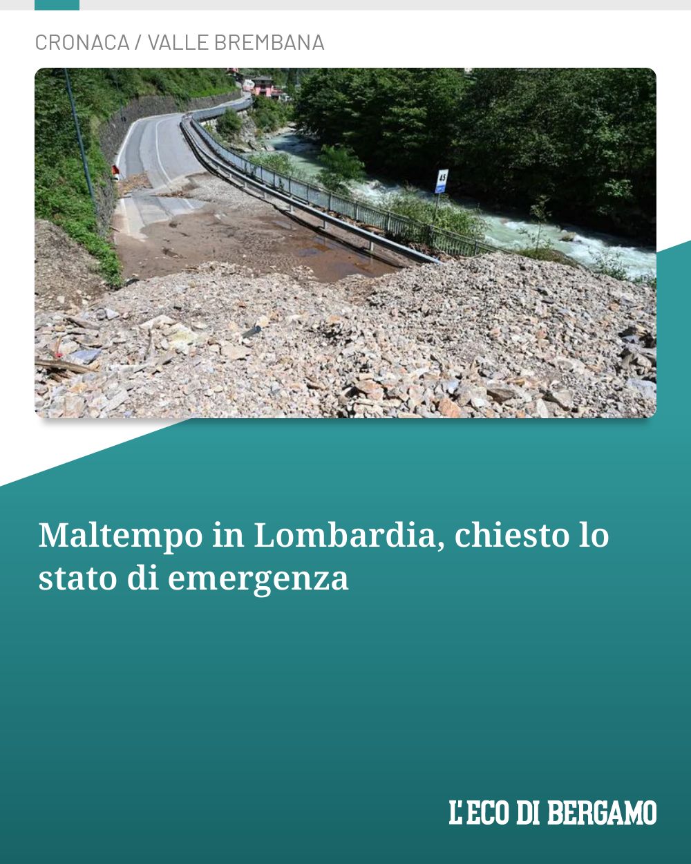 Post Instagram @ecodibergamo: Maltempo in Lombardia, chiesto lo stato di emergenza...