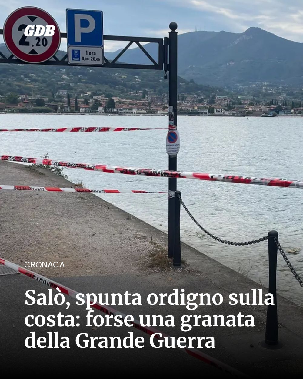 Post Instagram @giornaledibrescia: Salò, spunta ordigno sulla costa: forse una granata della Grande Guerra...