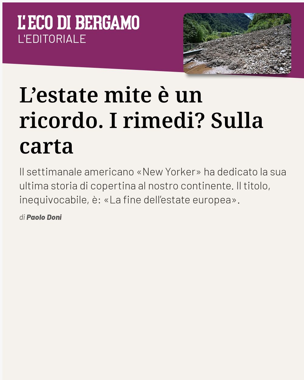 Post Instagram @ecodibergamo: L’estate mite è un ricordo. I rimedi? Sulla carta...