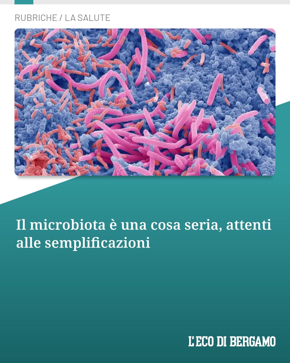 Post Instagram @ecodibergamo: Il microbiota è una cosa seria, attenti alle semplificazioni...