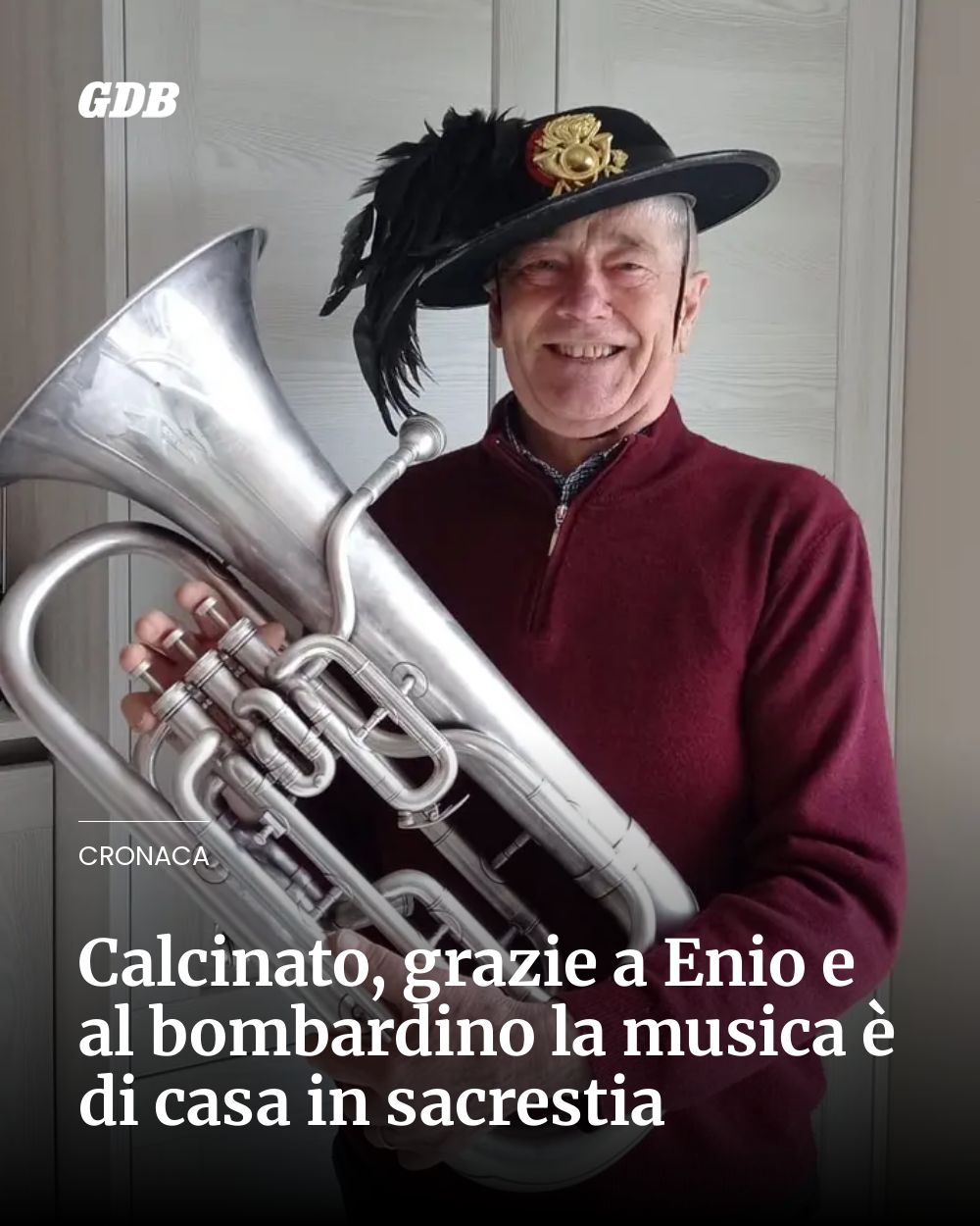 Post Instagram @giornaledibrescia: Calcinato, grazie a Enio e al bombardino la musica è di casa in sacrestia...