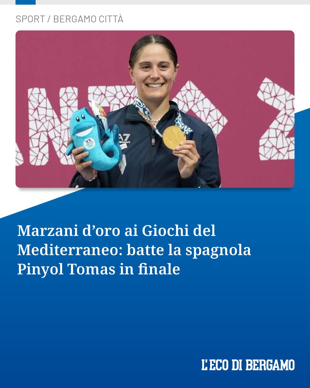 Post Instagram @ecodibergamo: Marzani d’oro ai Giochi del Mediterraneo: batte la spagnola Pinyol Tomas in finale...