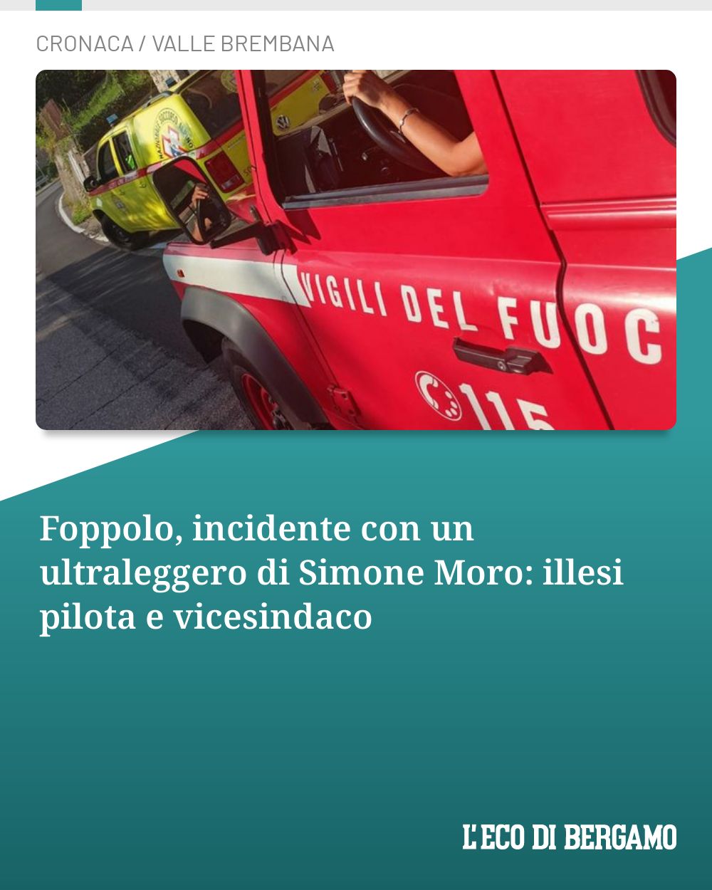 Post Instagram @ecodibergamo: Foppolo, incidente con un ultraleggero di Simone Moro: illesi pilota e vicesindaco...