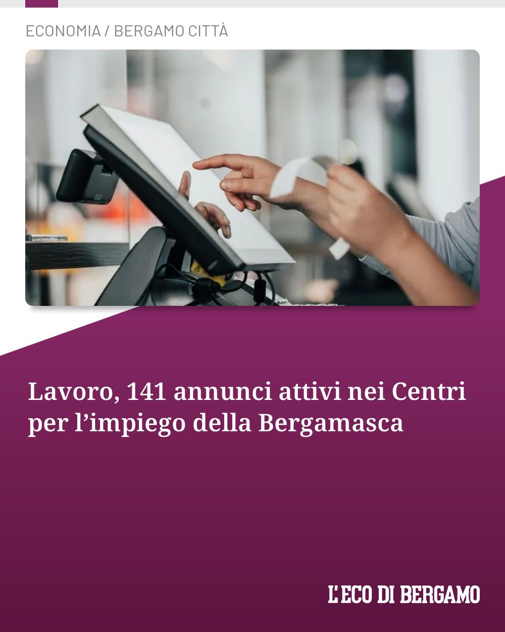 Post Instagram @ecodibergamo: Lavoro, 141 annunci attivi nei Centri per l’impiego della Bergamasca...